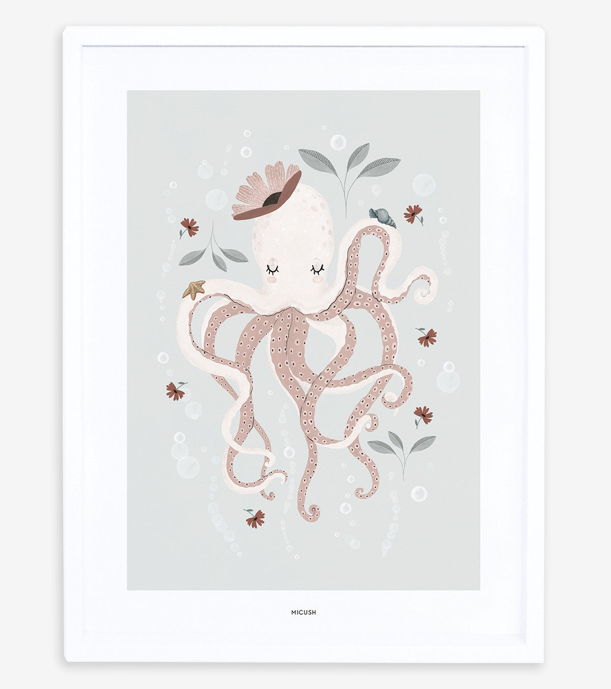 OCEAN FIELD - Plakat til børn - Blæksprutten