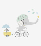 SMILE IT'S RAINING - Stort klistermærke - Elefant på sin cykel