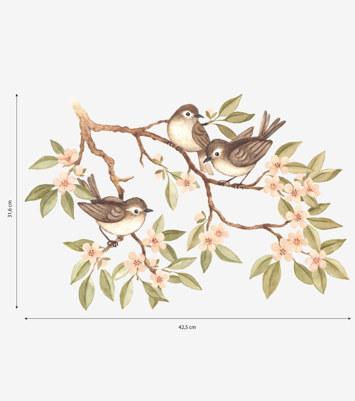 OH DEER - Wallstickers - Blomstrende gren og fugle