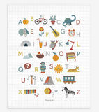 OLD SCHOOL - Børneplakat - Alfabet med dyr og genstande
