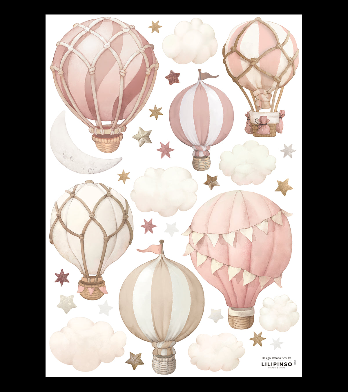 SELENE - Wallstickers - Varmluftballoner (pink)