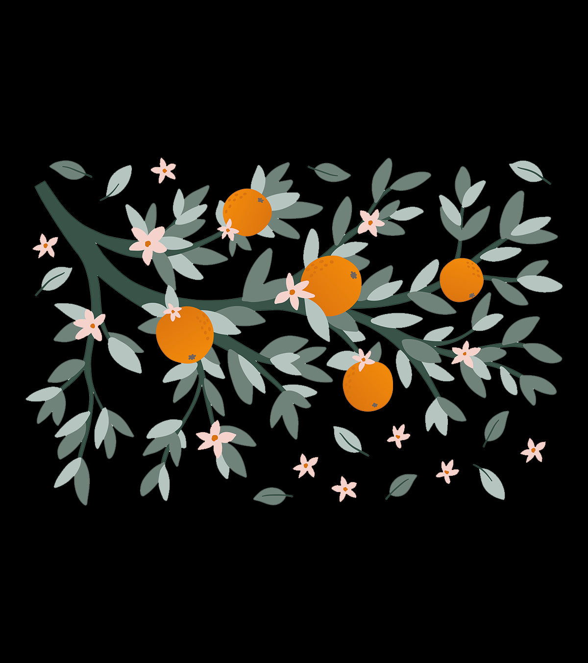 LOUISE - Stort klistermærke - grene og appelsiner