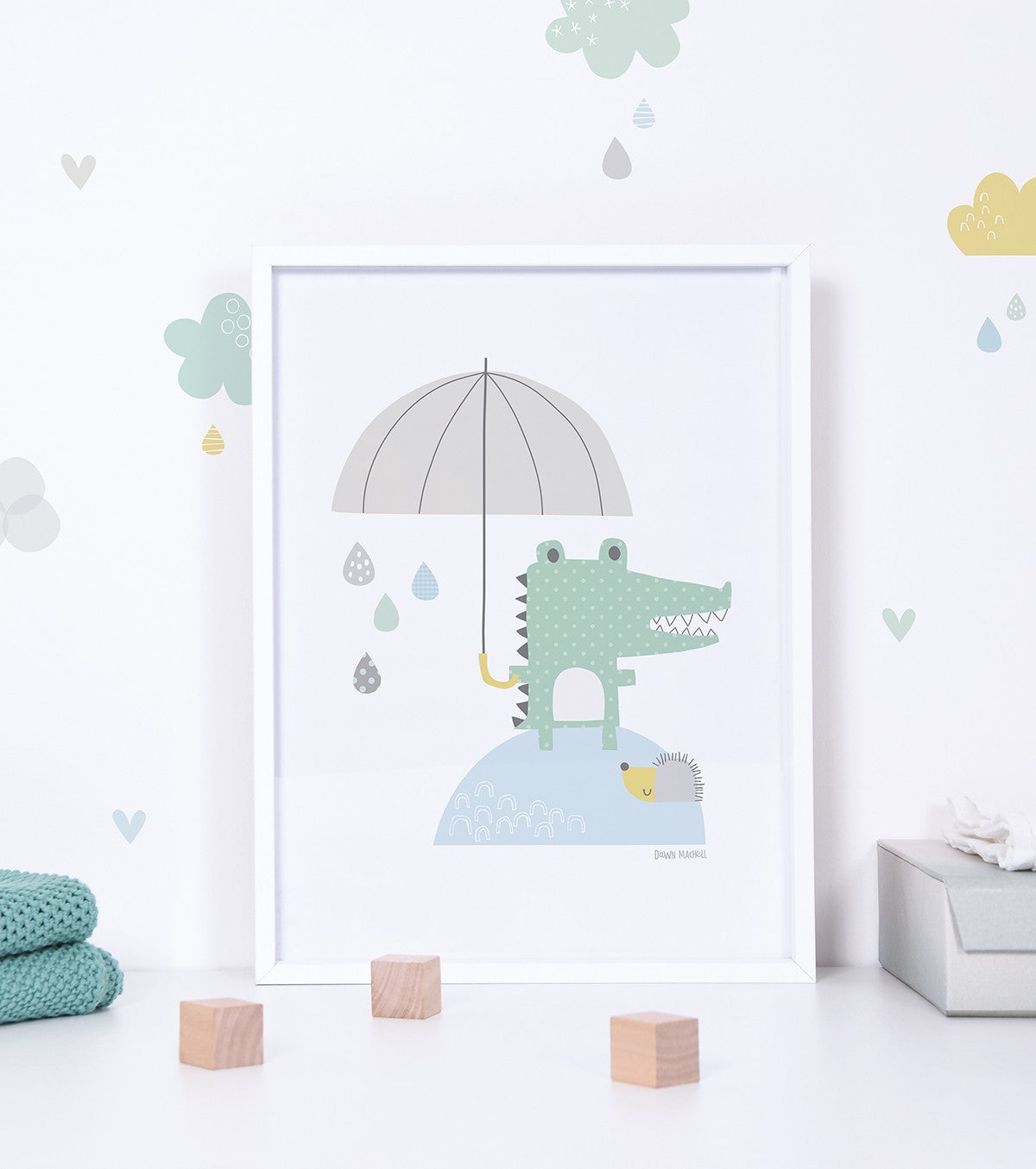 SMIL DET REGNER - Børneplakat - Krokodille og hans paraply