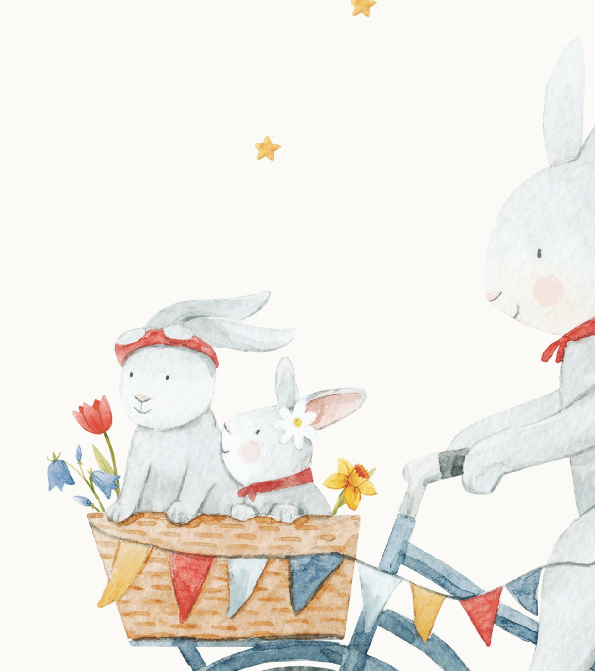 GENTLE FRIENDS - Sæt med 4 børneplakater - Kanin, bjørn, ræv, varmluftballoner